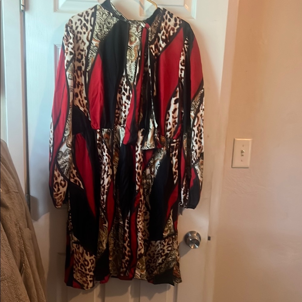 Red and Black Animal Print Dress